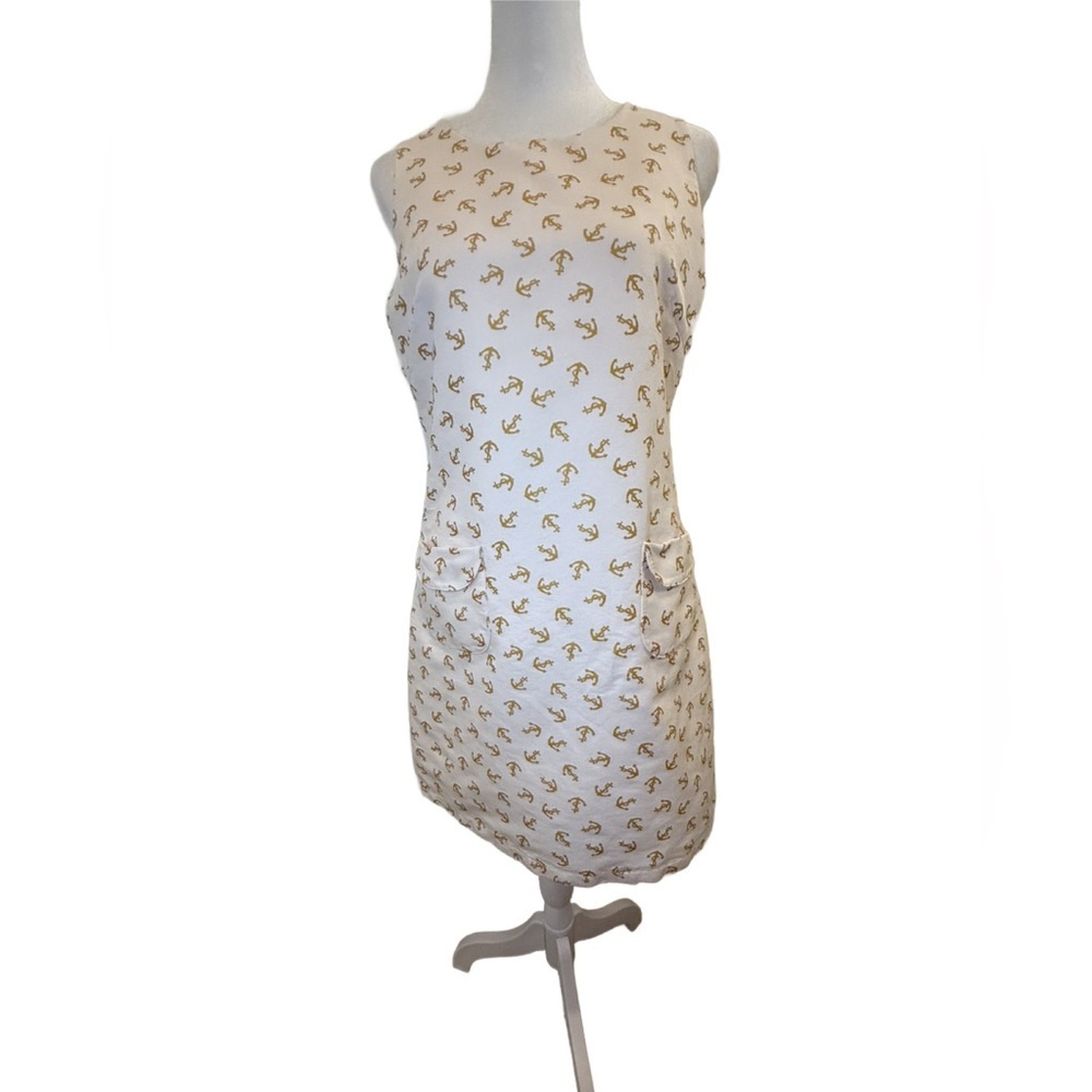 JB by Julie Brown White Dress with Gold Anchor Accents. Size 6